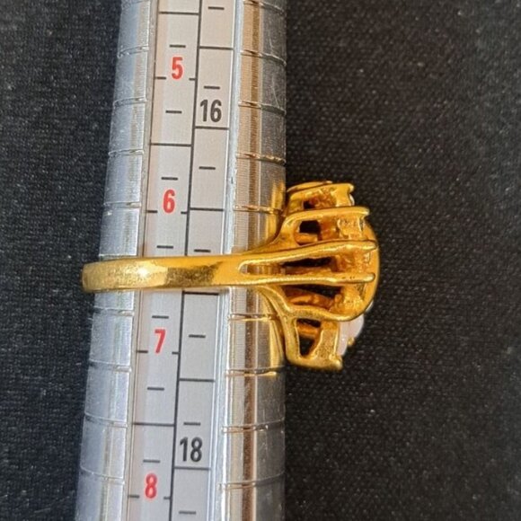 Vintage UNCAS Gold-Plated Ring With White Stones & Rhinestones Size 6.5 - Picture 5 of 6